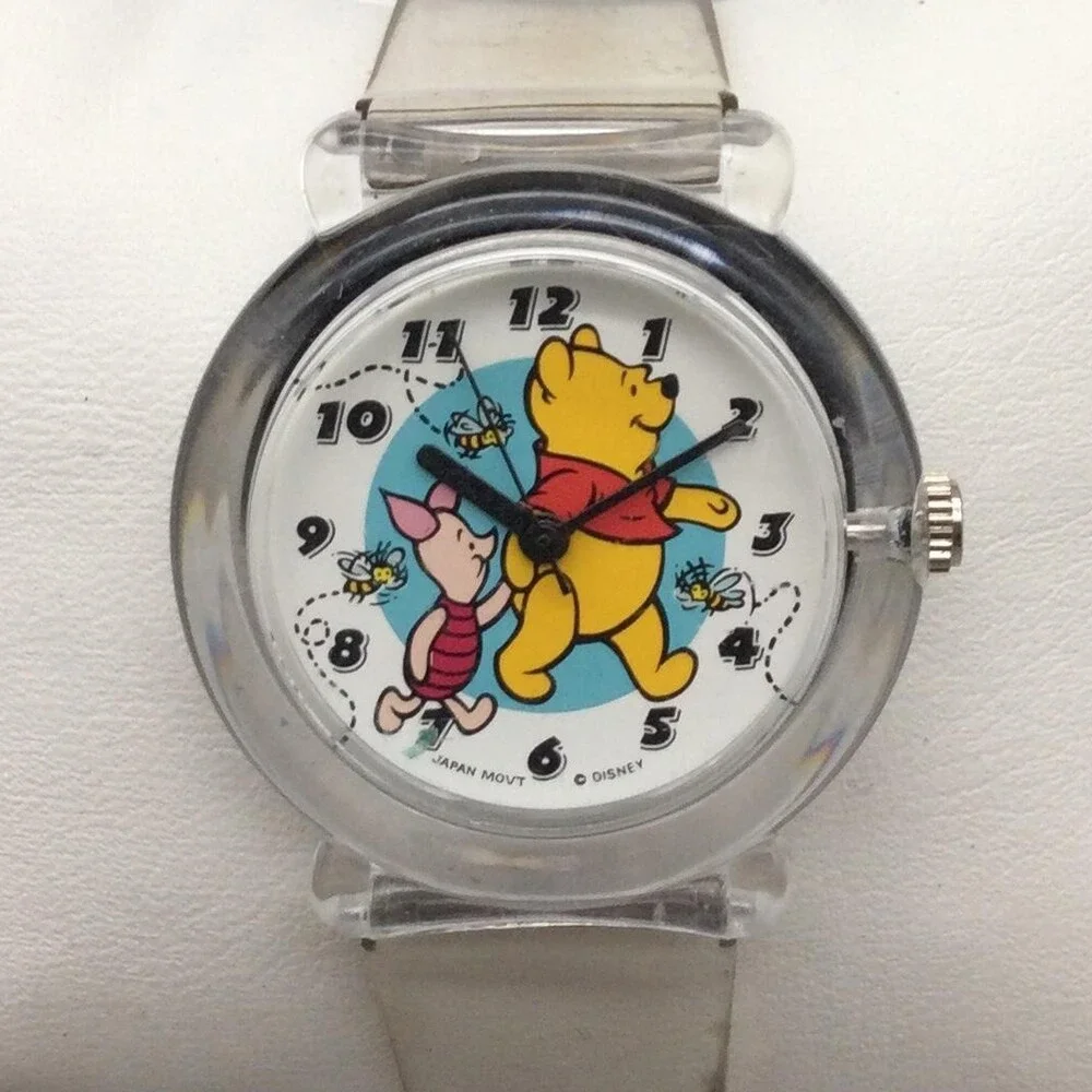 Disney Winnie The Pooh Girls Watch 30mm Clear Plastic Strap New Battery